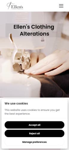 Ellen's Clothing Alterations website, built by Luma Digital Marketing, mobile view