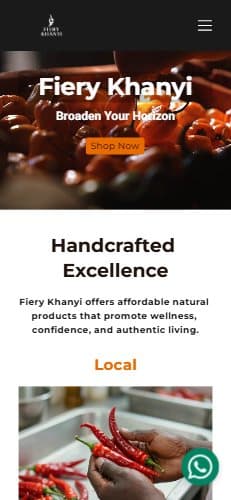 Fiery Khanyi website, built by Luma Digital Marketing, mobile view