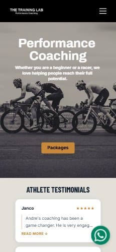 The Training Lab website, built by Luma Digital Marketing, mobile view
